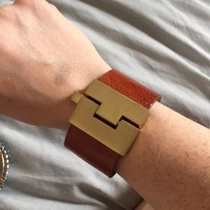 Leighelena brown and gold leather bracelet